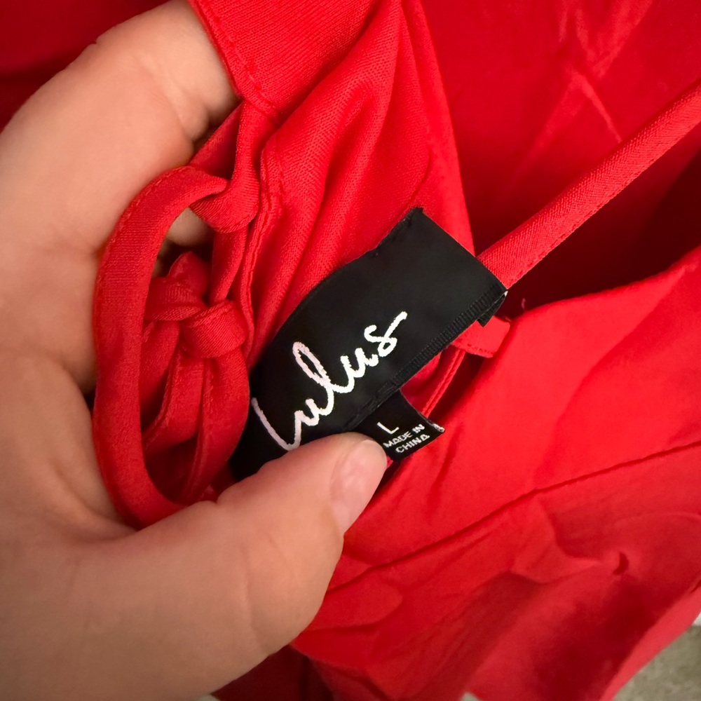 Lulu's Red Halter Sheath Cocktail Dress - Picture 3 of 6